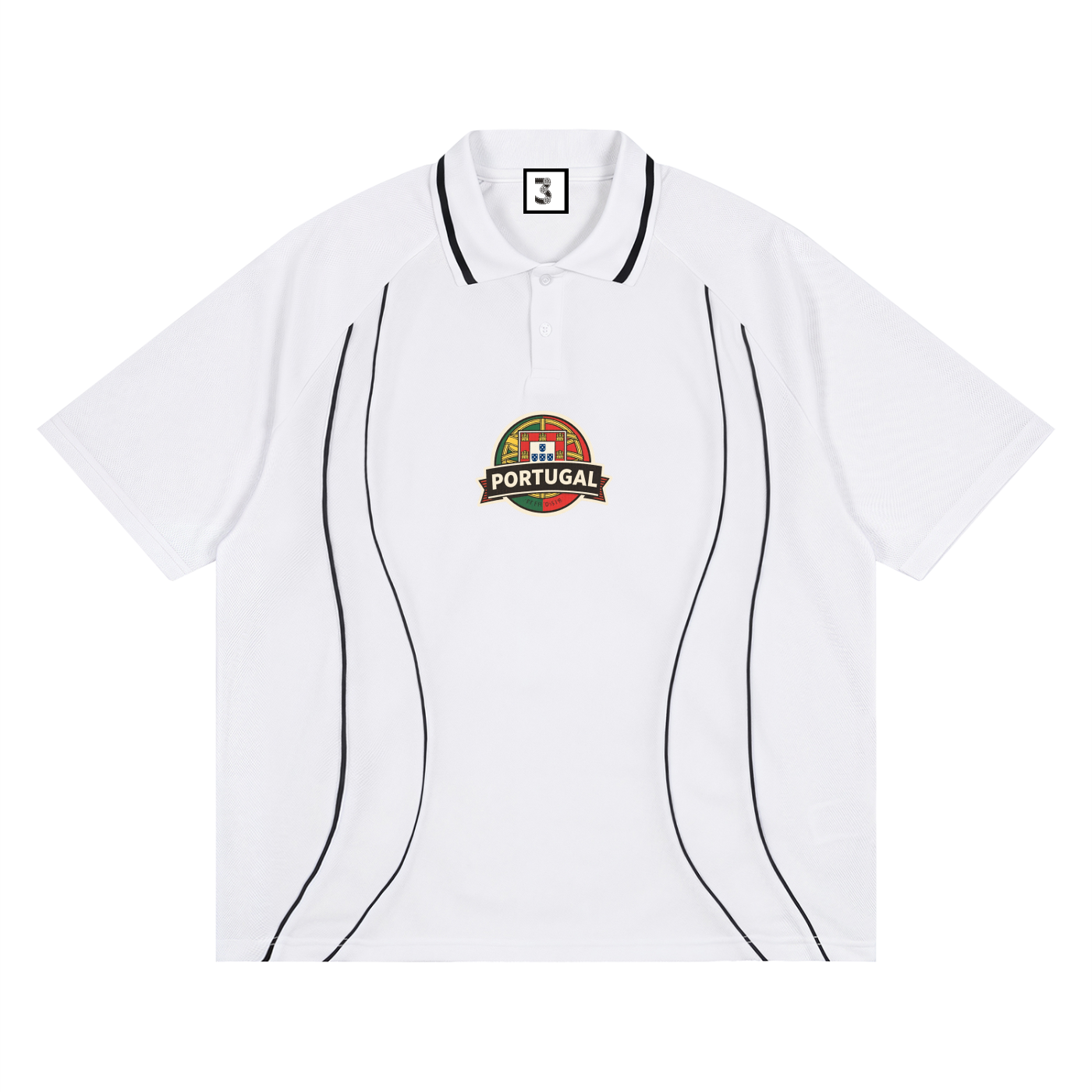 Unisex Raglan Piping Polo Shirt