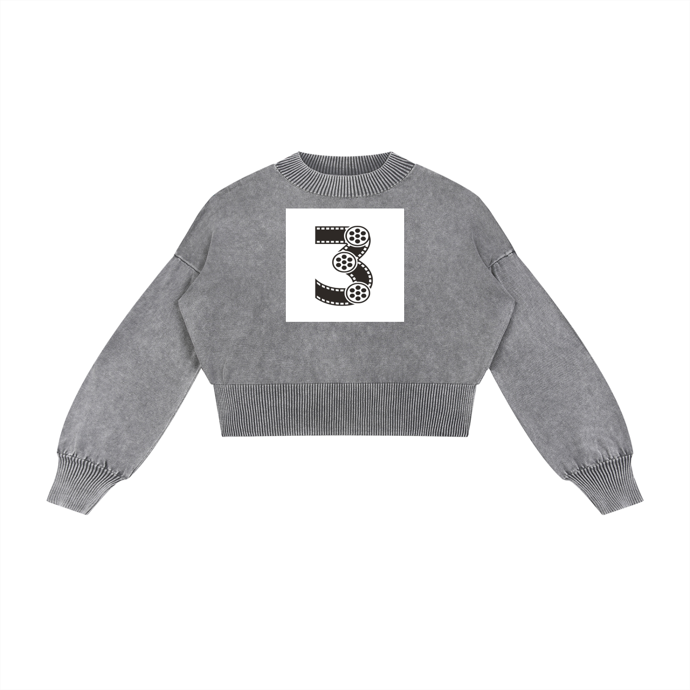 Mineral Wash Balloon Sleeve Cropped Sweater