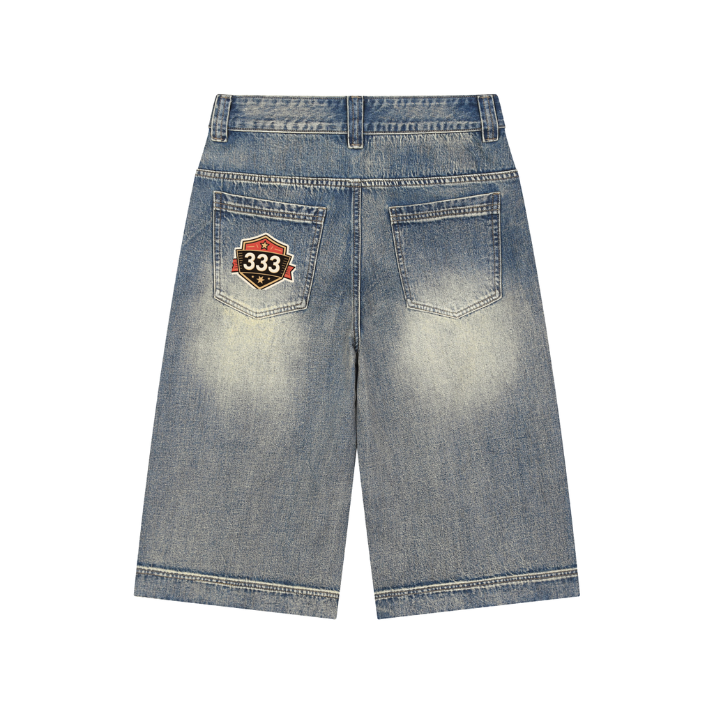 Vintage Wash Baggy Denim Shorts