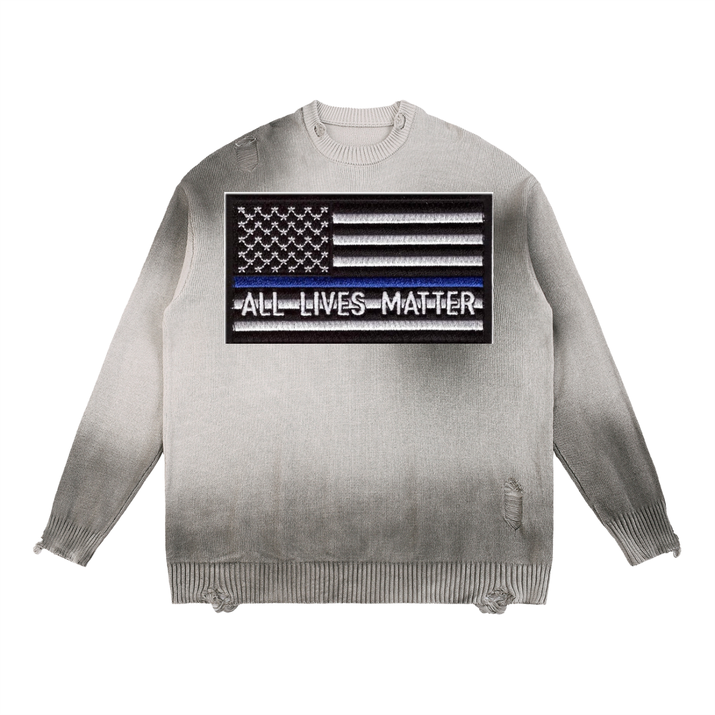 Sun Fade Distressed Ripped Crewneck sweater