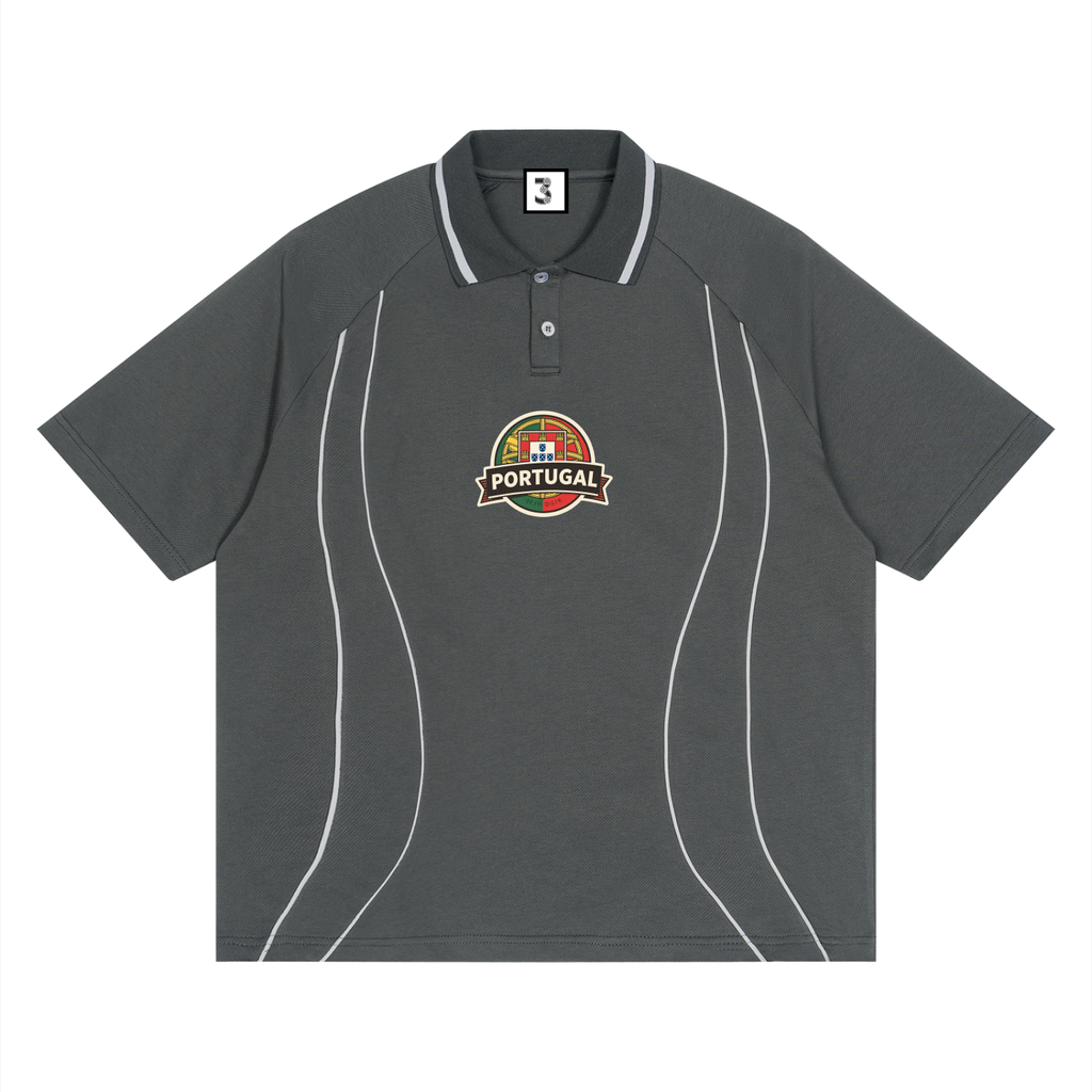 Unisex Raglan Piping Polo Shirt