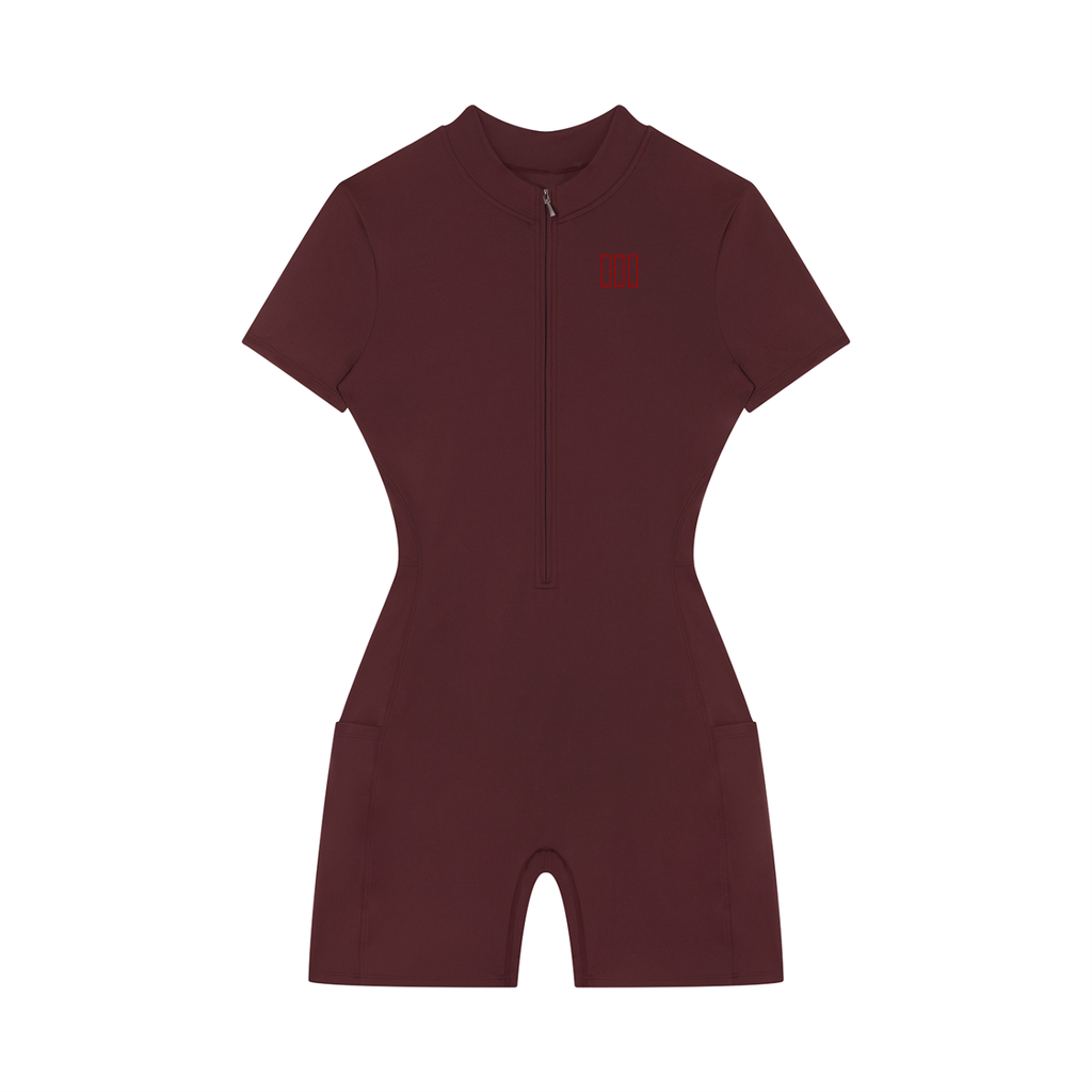Women's Quarter-Zip Short Sleeve Romper