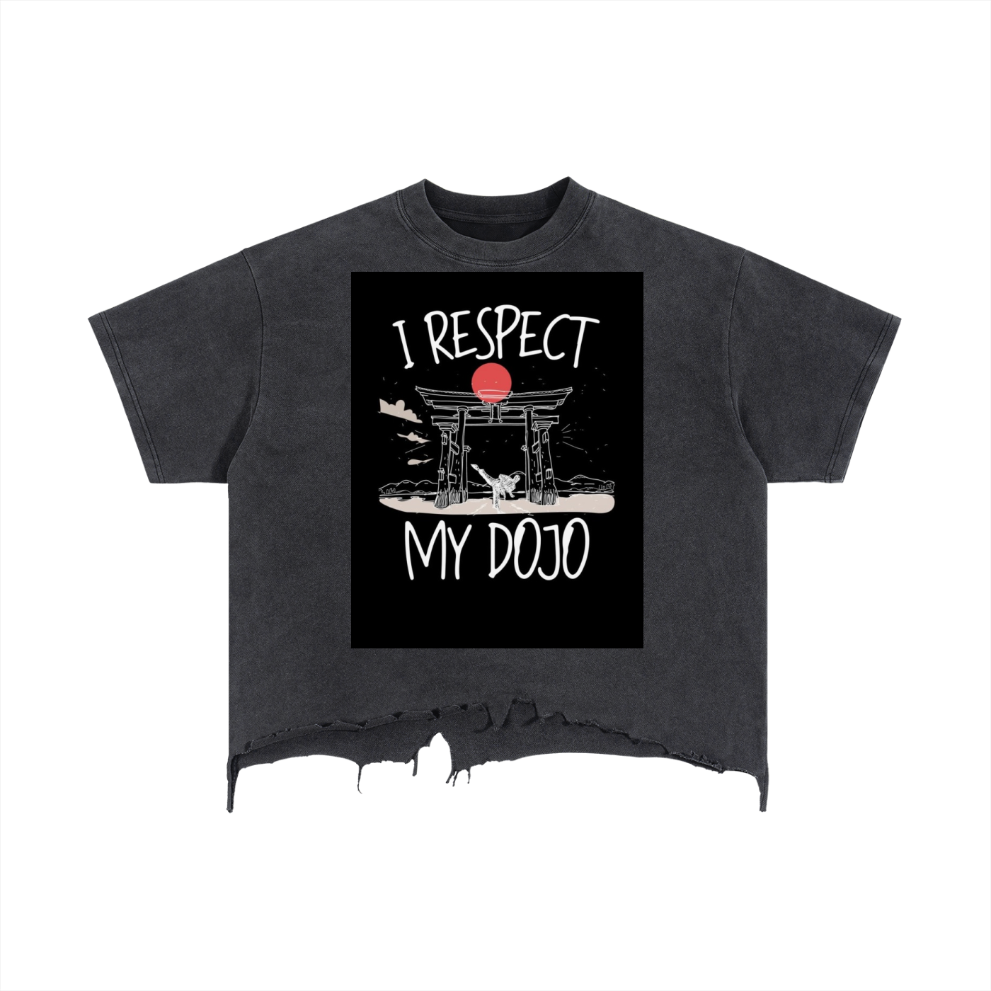 Vintage Wash Boxy Distressed Hem T-Shirt