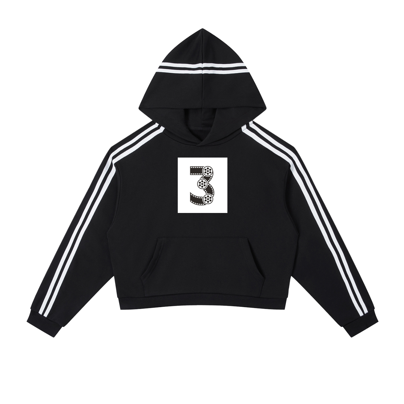 Contrast Side Stripe Cropped Hoodie
