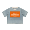 Unisex Vintage Wash Boxy Raw Hem Denim T-Shirt