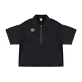 Unisex Vintage Wash Boxy Quarter-Zip Denim Shirt