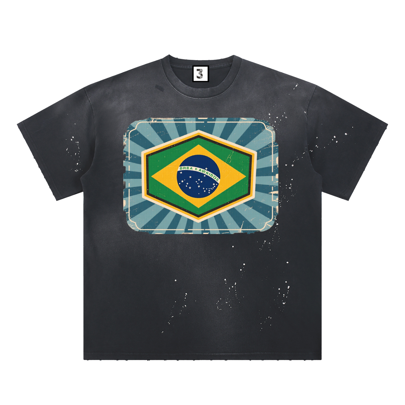 Hand-Frayed Sunfade Paint Splatter T-Shirt