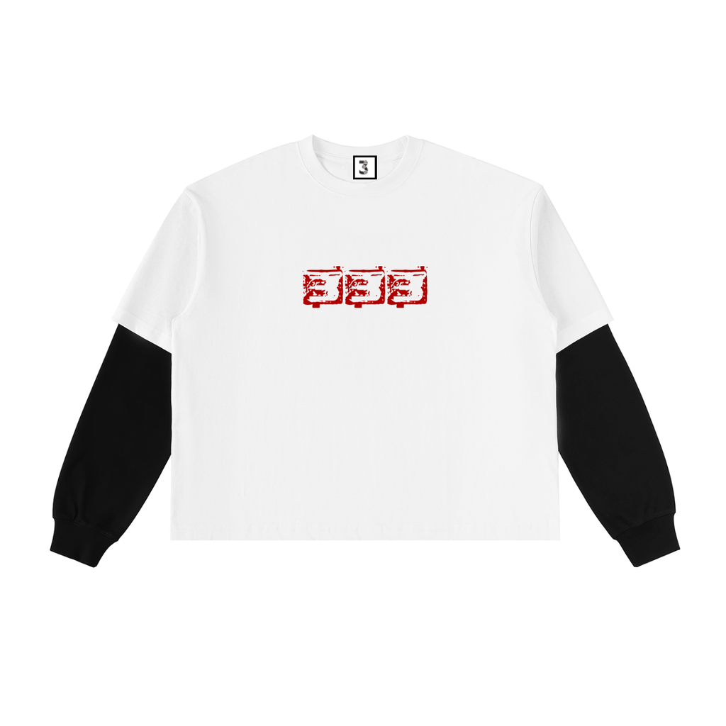 Layered Contrast Sleeve Cotton T-Shirt