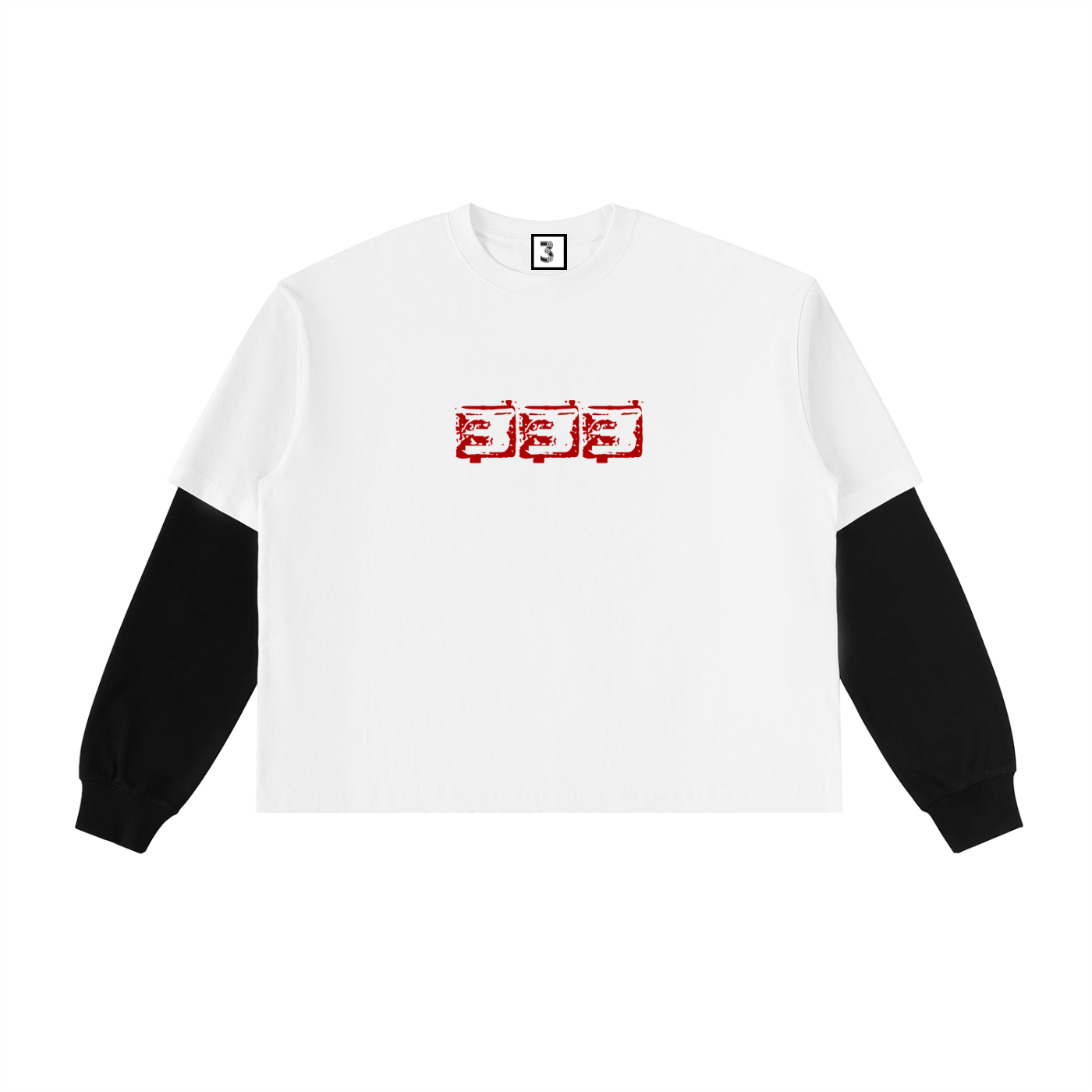 Layered Contrast Sleeve Cotton T-Shirt
