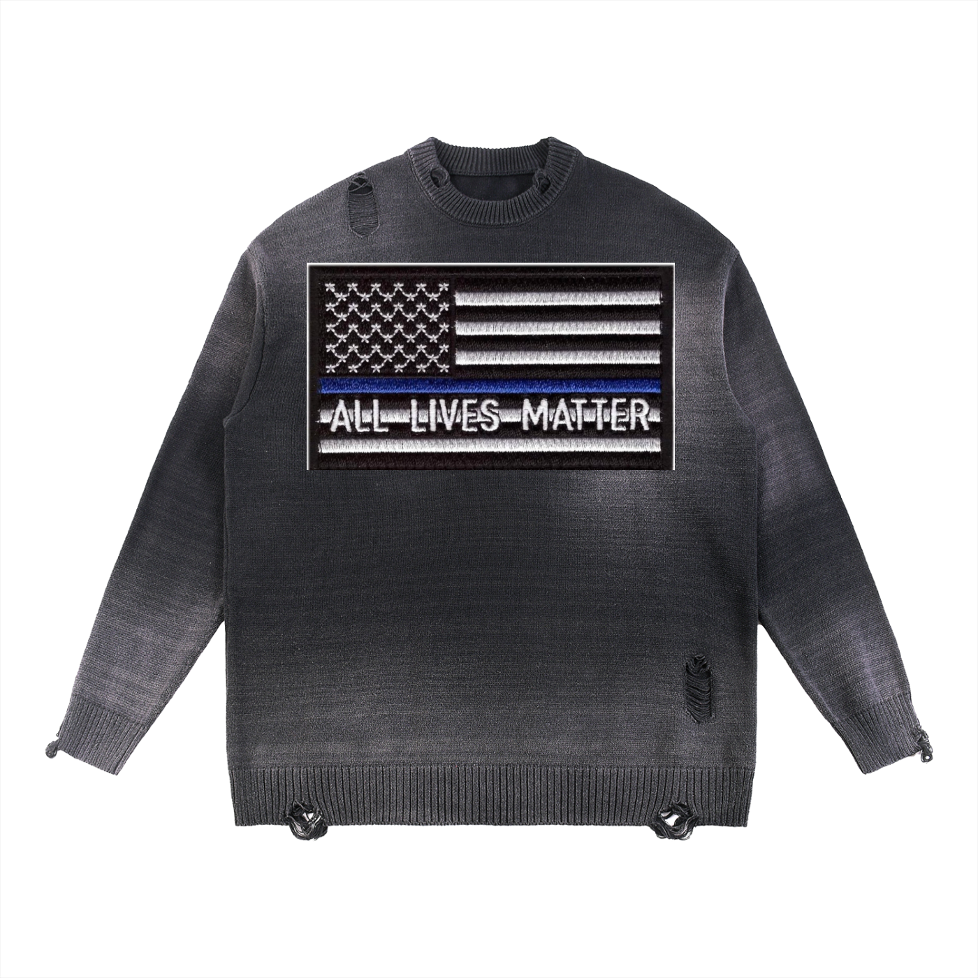 Sun Fade Distressed Ripped Crewneck sweater