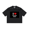 Unisex Lace Paneling V-Neck T-Shirt