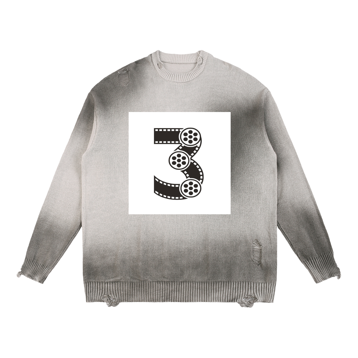 Sun Fade Distressed Ripped Crewneck sweater