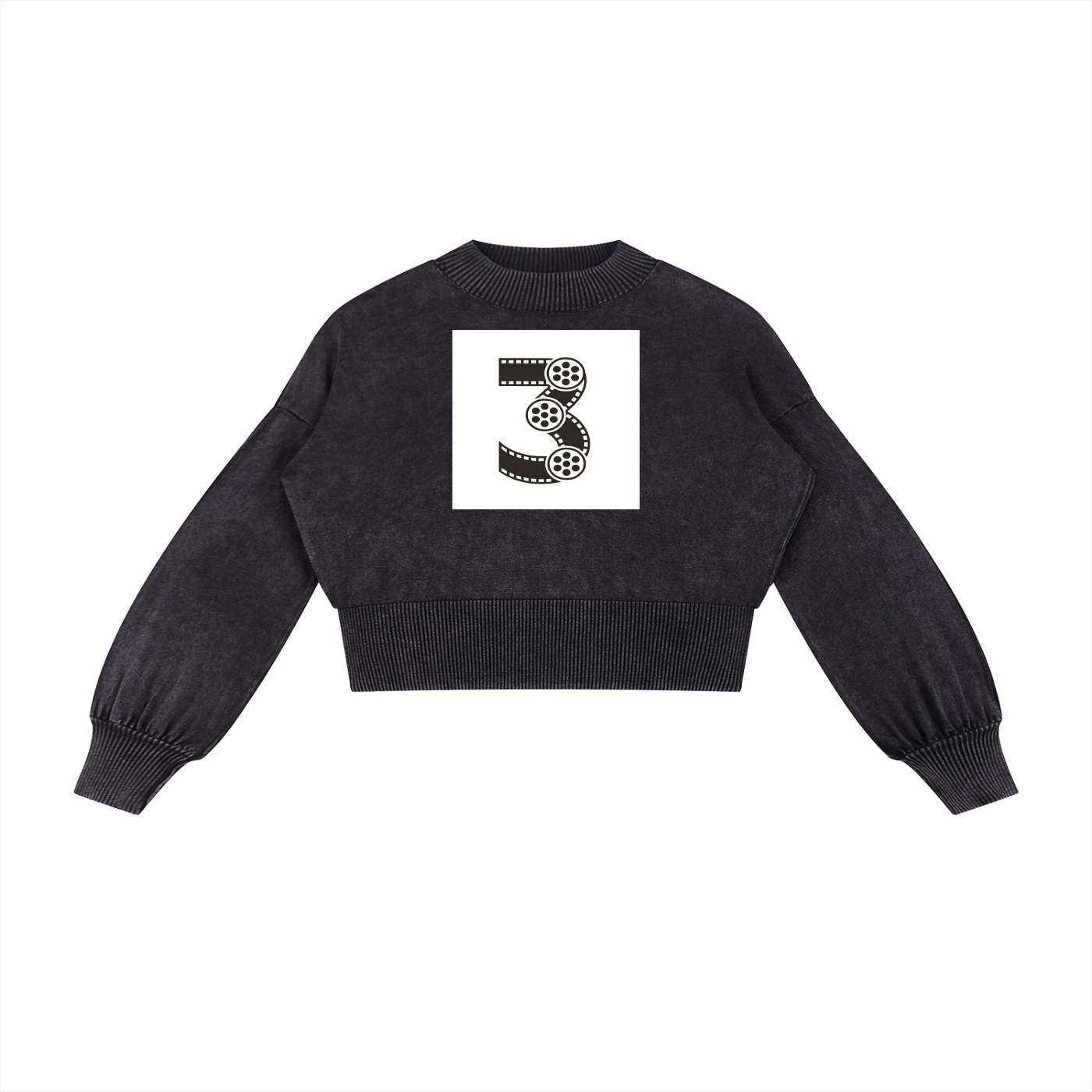 Mineral Wash Balloon Sleeve Cropped Sweater