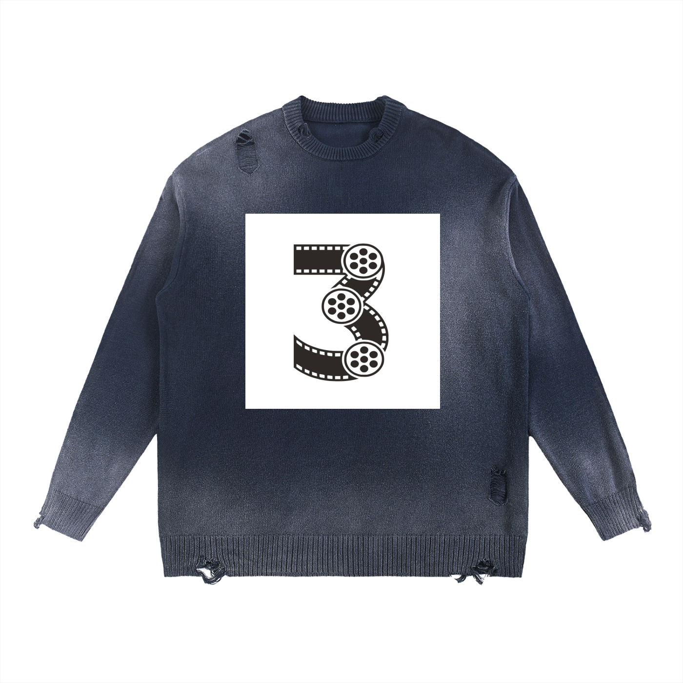 Sun Fade Distressed Ripped Crewneck sweater