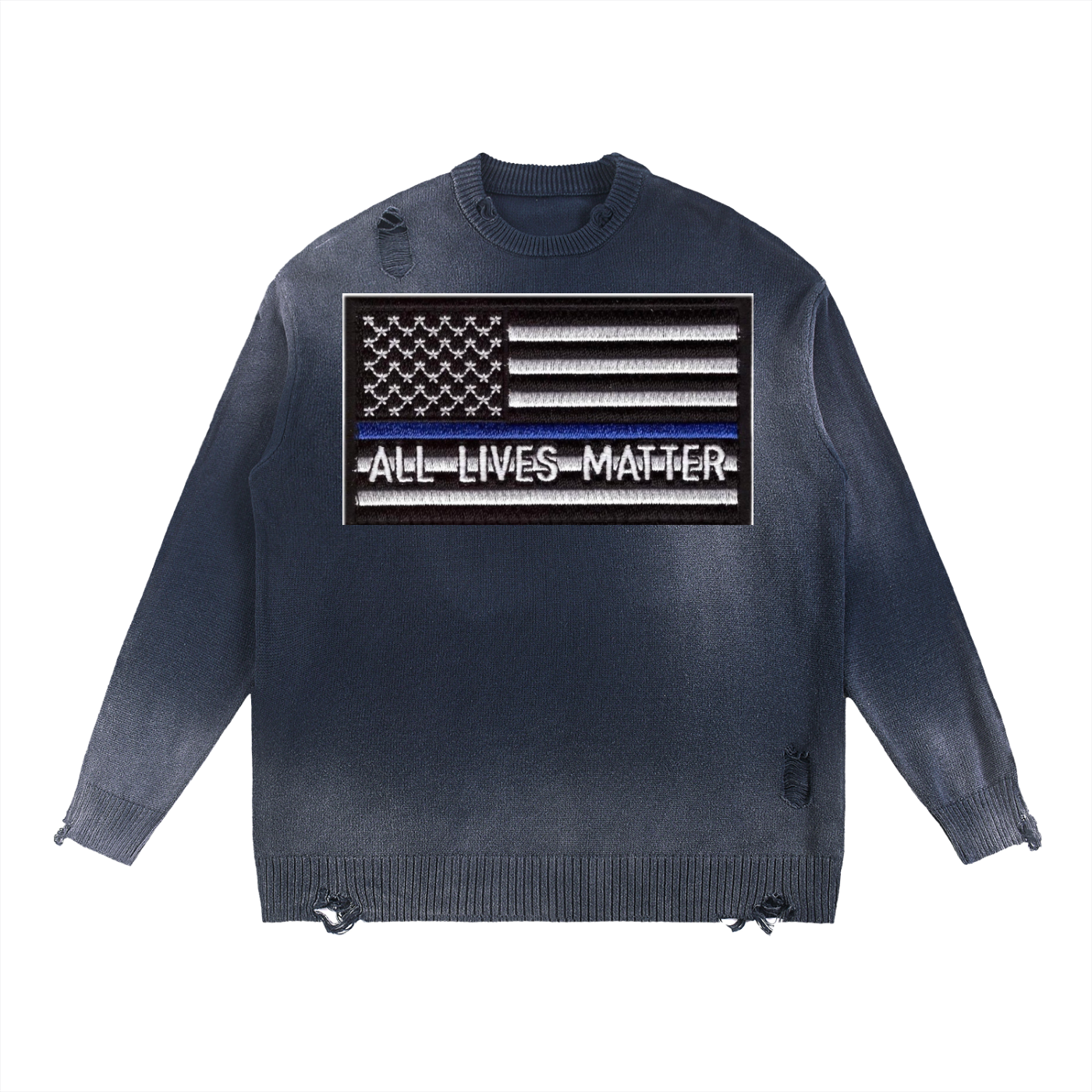 Sun Fade Distressed Ripped Crewneck sweater