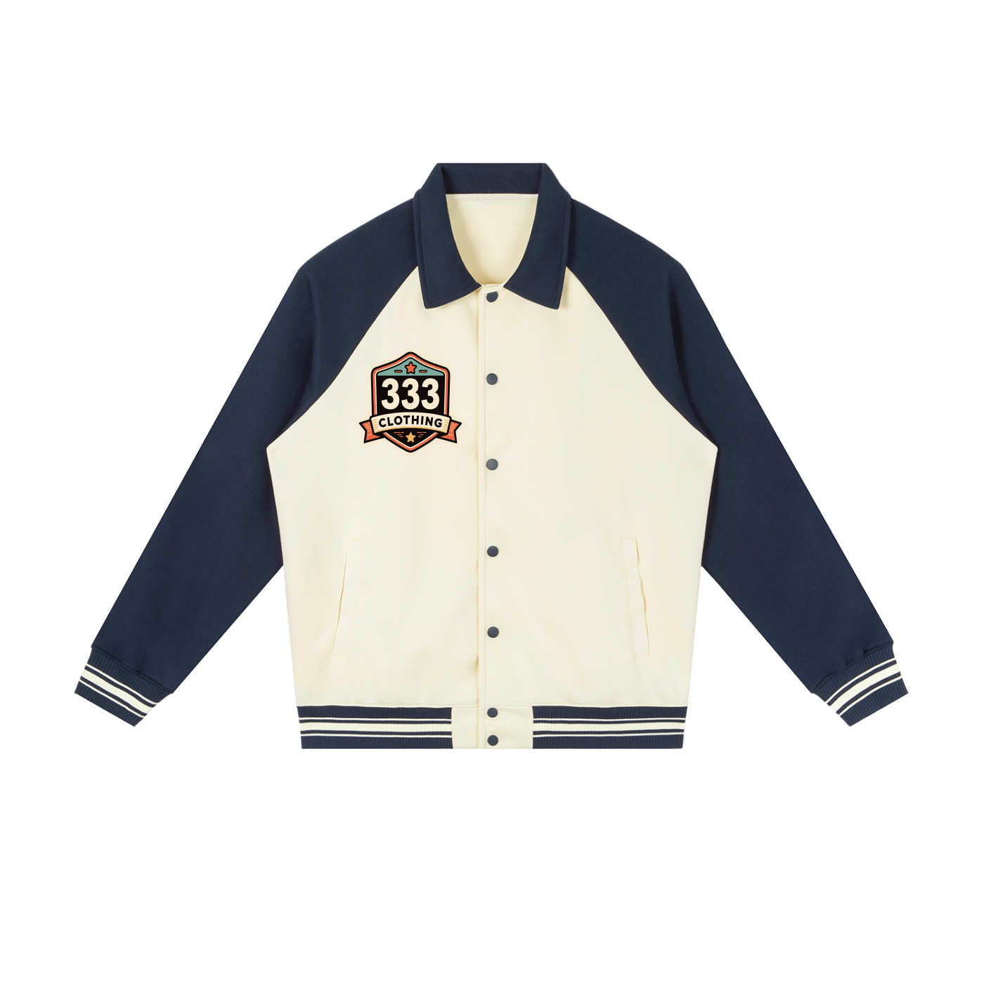 Contrast Raglan Sleeve Baseball Jacket