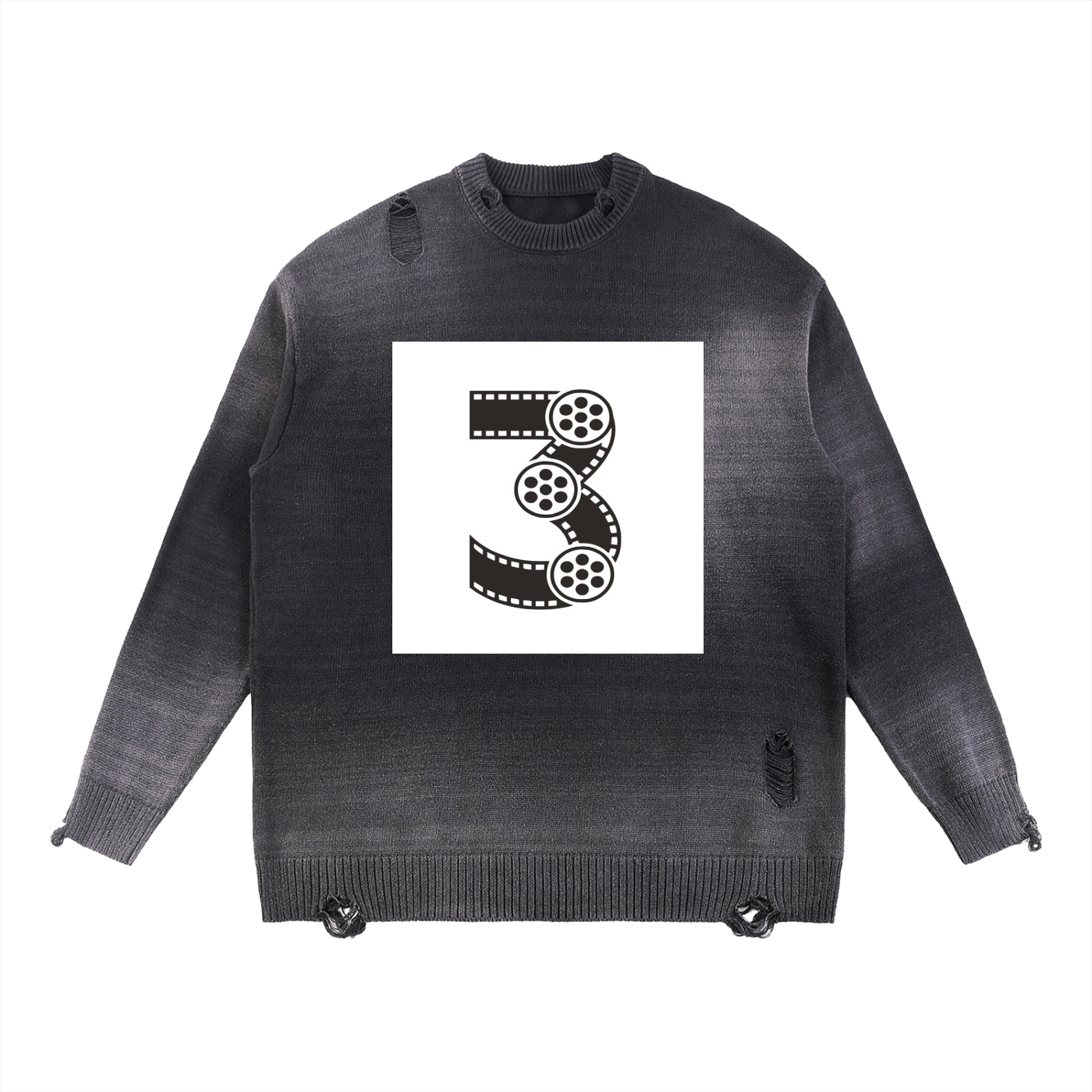 Sun Fade Distressed Ripped Crewneck sweater