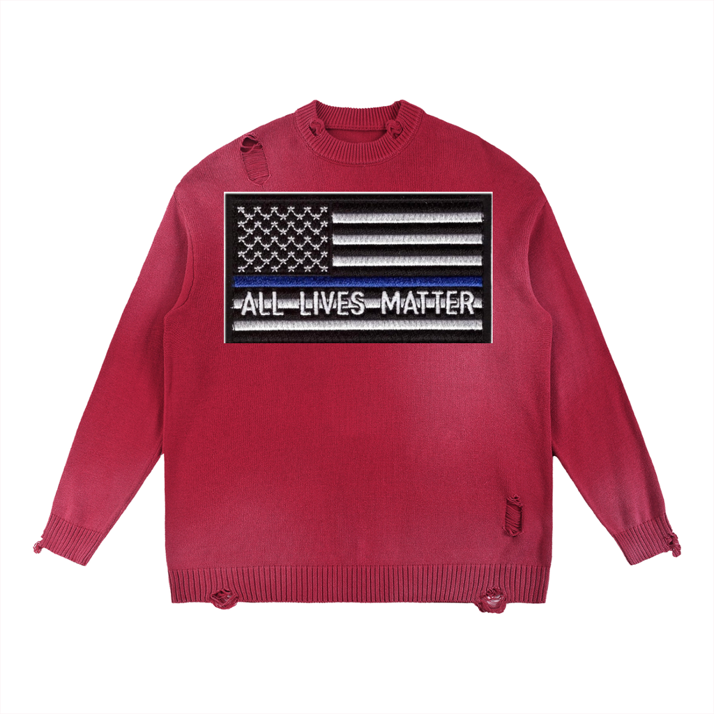 Sun Fade Distressed Ripped Crewneck sweater