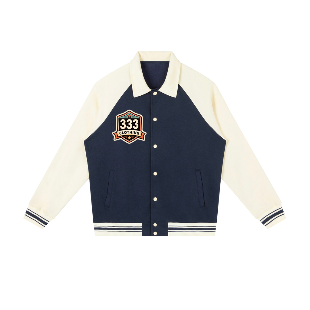 Contrast Raglan Sleeve Baseball Jacket