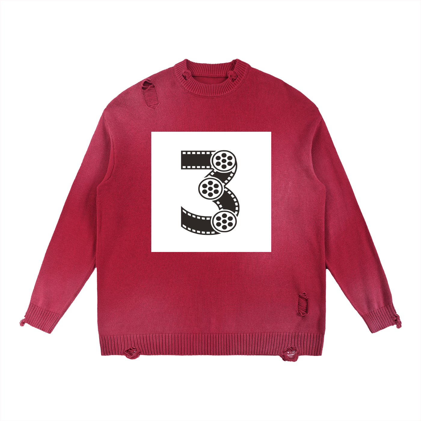 Sun Fade Distressed Ripped Crewneck sweater